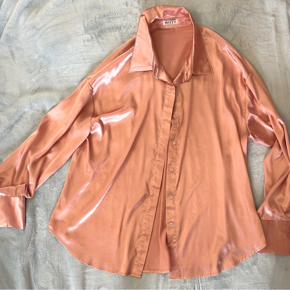 Silky Peach Button-Up Shirt